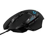 Logitech G502 Hero High Performance Wired Gaming Mouse, Hero 25K Sensor, 25,600 DPI, RGB, Adjustable Weights, 11 Programmable Buttons, On-Board Memory, PC/Mac - Black
