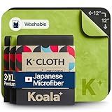 Koala Lens Cleaning Cloth | Japanese Microfiber | Glasses Cleaning Cloths | Eyeglass Lens Cleaner | Eyeglasses, Camera, VR/AR Headset, and Screen Cleaner | Black & Green (Pack of 3)