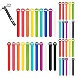 Self-Gripping Cable Ties by Wrap-It Storage, Multi-Color, 40 Pack (5 Inch and 8 Inch Straps) – Reusable Hook and Loop Cord Keeper, Cable Wrappers for Cord Management and Home Office Desk Organization