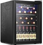Antarctic Star Wine Cooler, Beverage Refrigerator,16 Bottle 68 Can Freestanding Wine Cellar Front Glass Door for Home and Bar, Digital Temp Control, Blue LED, 1.7 Cu.Ft.