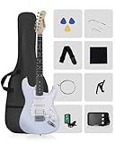 RVONE RST-150 39”Beginner Electric Guitar Kit with Amplifier, Classic HSS Pickup, Electric Guitar with Gig Bag, Capo, Strap, Extra Strings, Digital Tuner, 3 Picks, Cleaning Cloths (1-Blue)
