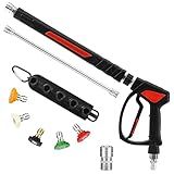 Tool Daily Pressure Washer Gun with 3/8" Swivel Quick Connect, Stainless Steel Internal Valve, Power Washer Extension Wand Replacement, M22-14mm, 5 Nozzle Tips with Holder, 5800 PSI
