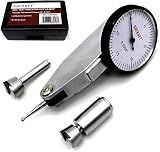 Professional Dial Test Indicator 0-0.03” Range, 0.0005” Graduation – Hardened Steel All-Metal Body with Dual Dovetail Mount (3/8” & 5/32”), Machinist Gauge in Storage Case