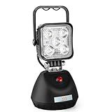 SMA 15W LED Work Light Base Strong Magnet Aluminum Alloy 2000LM IP65 Waterproof Dustproof Portable Handle Floodlight Suitable for Repair Shop Garage Construction Site (White Light)