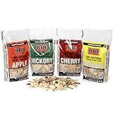 BBQ Wood Chips for Smoker Variety Pack (4 Flavors) Apple, Mesquite, Hickory, & Cherry Wood Chips for Smoking, Grilling & Camping, 180 Cu. in Per Bag - Made in USA