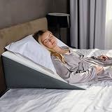 Kolbs Bed Wedge Pillow for Sleep Apnea, FSA Eligible Acid Reflux, and Back Pain Relief, with Chic Jacquard Cover - Headboard Wedges for Sleeping (Standard Wedge 12" Height)
