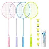 AboveGenius Badminton Rackets Set, Lightweight Badminton Set Includ 4 PCS Rackets, 6 Birdies, Outdoor Backyard Games, Racquets for Family Beginner