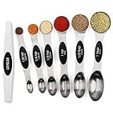 Magnetic Measuring Spoons Set Stainless Steel with Leveler, Stackable Metal Tablespoon Measure Spoon for Baking, Cups and Spoon Set Kitchen Gadgets Apartment Essentials Fits in Spice Jars