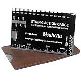 String Action Gauge Ruler, Upgraded Guitar String Height Gauge with Inch & Metric Scales, Guitar String Setup Tool and Accessory for Electric, Acoustic, Bass, and Luthier Use - Etched Black Edition