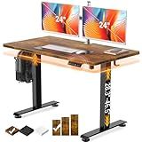 Veken 47.2" Standing Desk, Adjustable Height Office Desk with Wood Desktop, Computer Table for Home Work, Study and Gaming, Small Spaces, Modern Furniture，Brown
