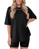 ZOOSIXX 2 Piece Sets for Women Summer - Oversized T Shirt and Biker Shorts Lounge Pajama Sets Workout Matching Outfit for Travel Vacation Casual Fashion Clothing Beach Gym Loungewear 2026