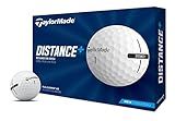 TaylorMade Distance+ Golf Balls, High-Velocity Performance, React Speed Core, Extended Flight Dimple Pattern, 12 Count, White