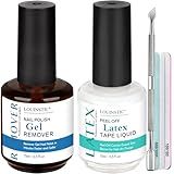 LOUINSTIC Gel Nail Polish Remover & Liquid Latex for Nails: Skin's Protective Barrier Helps Remove Easily in 2-5 Minutes, Low-Irritation, No Residue, No Foil Needed, with Manicure Tools