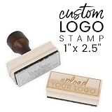 ExcelMark Custom Logo Stamp - Personalized Wood Rubber Stamp - Upload Your Own Image (1"x2.5")