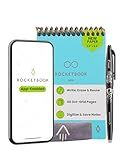 Rocketbook New Mini Reusable Smart Notepad, Pocket Size Notebook 3.5x5.5, Teal - Dotted Pages, App-Connected, Erasable, Ideal for On-The-Go List Taking & Quick Notes Anywhere