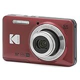 KODAK PIXPRO FZ55-RD 16MP Digital Camera 5X Optical Zoom 28mm Wide Angle 1080P Full HD Video 2.7" LCD Vlogging Camera (Red) Packaging May Vary