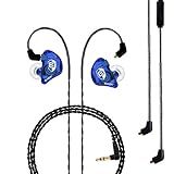 BASN in Ear Monitor Headphones for Musicians Audiophiles Drummers, Bsinger Pro Noise Isolating Earbuds with Dual Driver Dynamic Crystal Clear Sound (Pro Clear Blue)