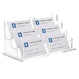 HaiFafafaing Business Card Holder Desk 3 Tier 6 Slot 300 Cards Capacity Acrylic Clear Multiple Card Stand Business Cards Display Organizer For Display Desk Counter Office Workspace Organization