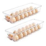 Vtopmart Egg Container Holders for Refrigerator - Clear Stackable Trays for 14 Eggs, Plastic Storage Bins for Fridge Organization (2 Pack)