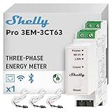 Shelly Pro 3EM 3CT 63 | Wi-Fi & LAN 3-Phase Professional Smart Energy Meter | DIN Rail | Home Automation | Compatible with Alexa & Google Home | iOS Android App | No Hub | Photovoltaic Ready