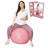 BABYGO® Birthing Ball for Pregnancy & Labor + Our Award Winning Book - Exercise, Birth & Recovery Plan, 5X Stronger Than a Yoga Ball with Eco Friendly Material (Pink, 65cm)