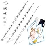 ideayard Facial Reflexology Massage Tool 3 Pieces/6 Szie Headed Stainless Steel Acupuncture Pen Ear Acupressure and Body Point Probe Pen for Deep Tissue