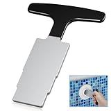 Egepon Pool Plug Removal Tool, Metal Eyeball Seat Removal Tool with Handle Grip for Inground Pool, Pool Return Jet Fitting Removal Tool for Change Out Pool Plumbing System (Black)