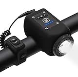 LESOVI Electric Bike Horn Bike Light 2 in 1; 110 dB Bicycle Horn 5 Sound Modes with Rechargeable Battery Waterproof Bicycle Light with Horn for Kids Boys Adults Mountain Bike (LE-01 Black)