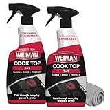 Weiman 2-Pack Cooktop Cleaning Spray & Microfiber Cloth – Cooktop & Oven Cleaner for Streak & Residue Free - Non-Abrasive Degreaser Safe for Glass & Ceramic