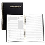 SUNEE Half Meeting Half Note - 7.5"x10" Professional Notebooks for Work - 160 Pages, B5 Size Project Planner, Spiral Meeting Agenda/Minutes Organizer for Women Men, Note Taking, Office & Business