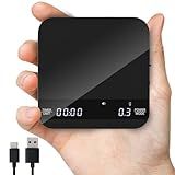 Coffee Scale with Auto Timing, Mini Rechargeable Espresso Scale with Timer, 2kg/0.1g High Precision Scale for Espresso and Pour-Over Coffee with Brewing Assist Modes