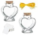 zmgmsmh Mini heart jars small heart shaped glass jar with cork lids candy jars bridal shower favors memo jar perfect amount about 3 ounces holding sands, shells,candies etc (2 pcs)