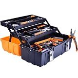 16-Inch Three-Layer Plastic Storage Box/Tool Box/Sewing Box Organizer, Multipurpose Organizer and Portable Handled Storage Case for Art Craft and Cosmetic