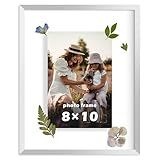 FrameWorks 8”x10” Deluxe Silver Aluminum Contemporary Style Floating Picture Frame with Tempered Glass