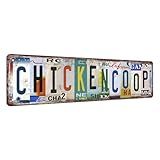 Chicken Coop Signs Chicken Sign Chicken Coop Accessories Vintage Funny Chicken Coop Metal Tin Signs Street Signs Home Wall Decor Farmhouse Kitchen Wall Decor 16 X 4 Inches