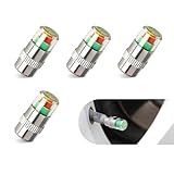 Ferianl 4PCS Auto Tire Valve Caps, Tire Pressure Monitor Valve Stem Caps, Tire Valve Stem Cap Cover, Car Tire Pressure Monitor Valve Stem Caps Sensor Indicator, 3-Color Indication