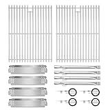 CANDANA Replacement Parts for Nexgrill 4 Burner 720-0830H 720-0830D 720-0783C 720-0783E 720-0958A, 17" Stainless Steel Grill Grate, Grill Burner, Heat Plate, Igniters for 5 Burner 720-0888N