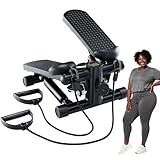 OLIXIS Steppers for Exercise at Home Workout Equipment, Mini Stepper Exercise Machine 300lbs, Twist Step with Resistance Bands, Cardio Weight Loss Equipment Home Fitness,Black