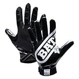 Battle Sports Double Threat Wide Receiver Football Gloves - Adult and Youth Football Gloves - Ultra Stick Gloves - Youth Medium, Black