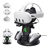 alcopanda VR Headset Charging Dock for Meta Quest 3/Quest 3S/Quest 2, VR Charging Stand for Quest 3 Accessories VR Stand Supports Charging Headset with Type C Cable and fit Controller with Cover