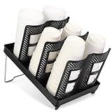 Yummy Sam Paper Cup Dispenser with 6 Compartments and Stand, Disposable Cup and Lid Holder for 8-20 oz Coffee Cups Organizer for Restaurant Bar Office Home Coffee Stations