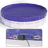 24 FT Round Pool Cover, [ 2025 Upgraded ] Above Ground Pool Cover, Heavy Duty Winter Pool Cover, Cold and UV Resistant, Cable and Pulley System