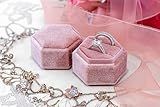 Beatrix & Luca Velvet Hexagon Ring Box for weddings, proposals, engagements, and photography (Dusty Rose Double)
