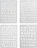 Pack of 4 Plastic Alphabet Letter Number Drawing Painting Stencils Scale Template Sets for Bullet Journal Stencil Planner/Scrapbook/DIY Painting Craft Projects
