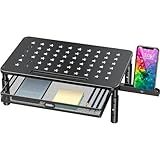 Zimilar Monitor Stand Riser with Metal Mesh Drawer, Height Adjustable with Phone Holder for Computer, Laptop, Printer, Notebook, Computer Monitor Stand with Storage