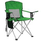 HULKFIT Folding Camping Chairs, Portable Outdoor Beach Lawn Chair for Adults with Carry Bag & Built-in Cup Holder, Casual Foldable Chair for Picnic Fishing Garden,Grass Green
