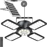 INXPHY Solar Shed Light Outdoor Indoor, Upgrade 6500K 1200Lumen 174 LEDs Motion Sensor Pendant Light, 120°Adjustable 4+1 Solar Powered Lights Camping Plants Garage Waterproof Remote & Timer