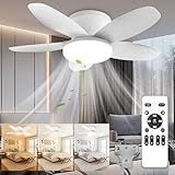 Yoobao Modern Ceiling Fans with Lights and Remote, 6 Speeds & 3 Colors, Easy to Install, 25.6 inch DC Reversible Ceiling Fan Light for Summer Winter, Super Quiet for Bedroom Kitchen Office Patio