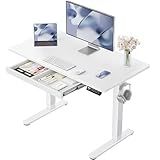 ErGear 44 inch Electric Standing Desk with Drawers, Adjustable Height with Storgear, 4 Memory Height Settings, Sit Stand Up Desk for Home Office & Computer Workstation, White