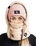 Senllen Balaclava Cold Weather Fleece Windproof Ski Mask Winter Breathable Thermal Face Mask Neck Warmer Scarf Helmet Hood for Men/Women Beige
